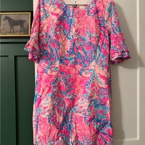 Lilly Pulitzer Vibrant Pink and Blue Coral Dress